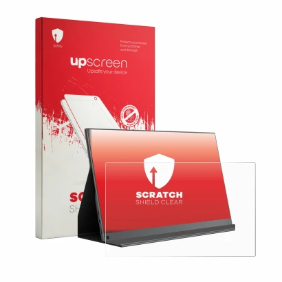 Front side of a product packaging with the brand logo upscreen. Next to it is the device Yodoit PTM14 14" shown with the corre