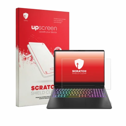 Front side of a product packaging with the brand logo upscreen. Next to it is the device HP HyperX OMEN MAX 16 shown with the
