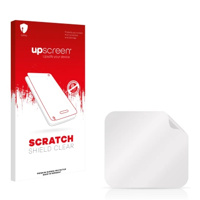 Front side of a product packaging with the brand logo upscreen. Next to it is the corresponding screen protector.