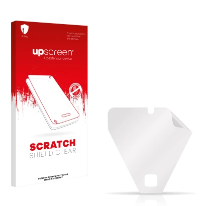 Front side of a product packaging with the brand logo upscreen. Next to it is the corresponding screen protector.