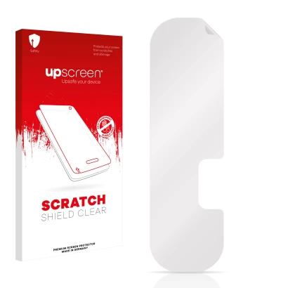 Front side of a product packaging with the brand logo upscreen. Next to it is the corresponding screen protector.