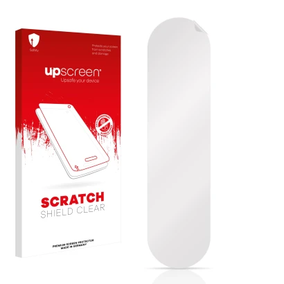 Front side of a product packaging with the brand logo upscreen. Next to it is the corresponding screen protector.