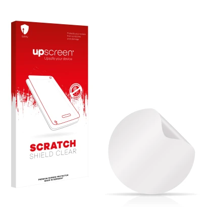 Front side of a product packaging with the brand logo upscreen. Next to it is the corresponding screen protector.