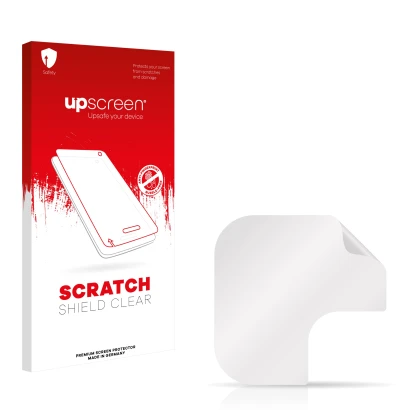 Front side of a product packaging with the brand logo upscreen. Next to it is the corresponding screen protector.