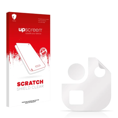 Front side of a product packaging with the brand logo upscreen. Next to it is the corresponding screen protector.