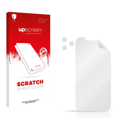 Front side of a product packaging with the brand logo upscreen. Next to it is the corresponding screen protector.