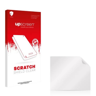Front side of a product packaging with the brand logo upscreen. Next to it is the corresponding screen protector.