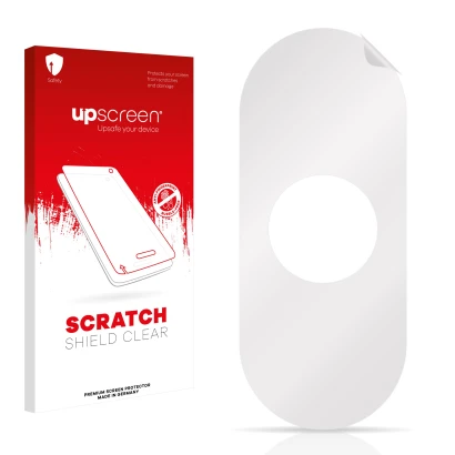 Front side of a product packaging with the brand logo upscreen. Next to it is the corresponding screen protector.