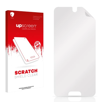 Front side of a product packaging with the brand logo upscreen. Next to it is the corresponding screen protector.