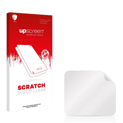 Front side of a product packaging with the brand logo upscreen. Next to it is the corresponding screen protector.