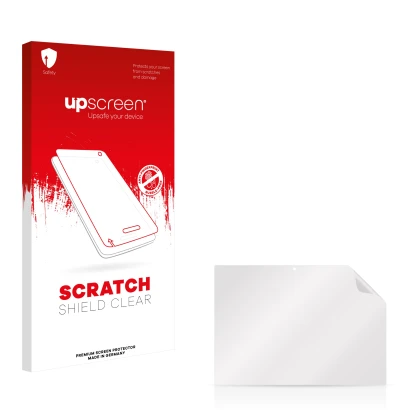 Front side of a product packaging with the brand logo upscreen. Next to it is the corresponding screen protector.