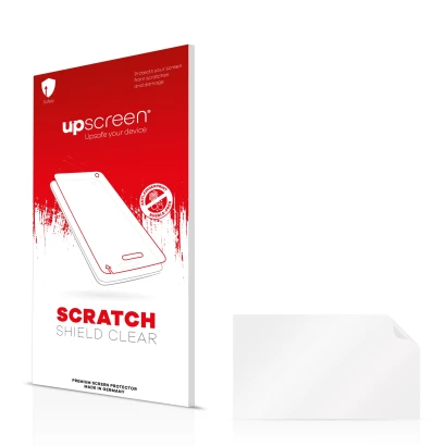Front side of a product packaging with the brand logo upscreen. Next to it is the corresponding screen protector.