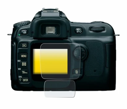 Image of the device Nikon D50 with a wide variety of screen protectors.