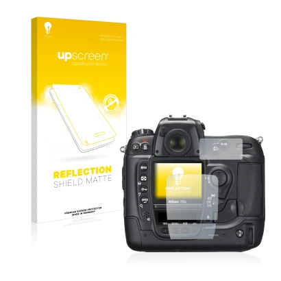 Front side of a product packaging with the brand logo upscreen. Next to it is the device Nikon D2X shown with the correspondin