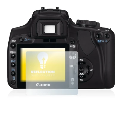 Image of the device Canon EOS 400D with a wide variety of screen protectors.