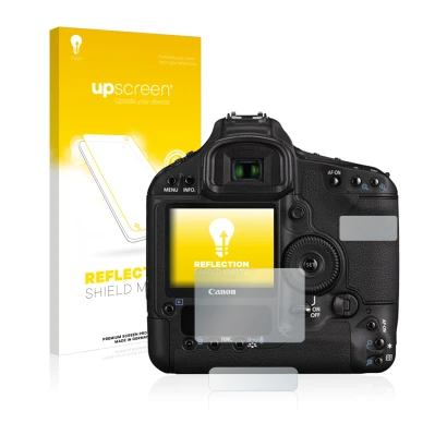 Front side of a product packaging with the brand logo upscreen. Next to it is the device Canon EOS 1D Mark III shown with the 