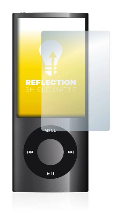 Image of the device Apple iPod nano 2009 (5th. Gen.) with a wide variety of screen protectors.