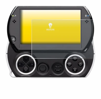 Image of the device Sony PSP Go with a wide variety of screen protectors.