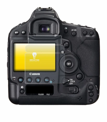 Image of the device Canon EOS 1D X with a wide variety of screen protectors.