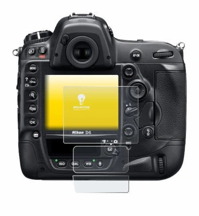 Image of the device Nikon D4 with a wide variety of screen protectors.