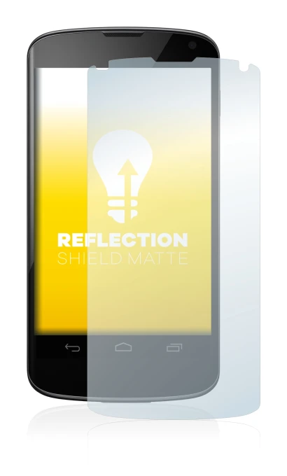 Image of the device Google Nexus 4 with a wide variety of screen protectors.