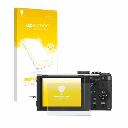 Front side of a product packaging with the brand logo upscreen. Next to it is the device Pentax MX-1 shown with the correspond