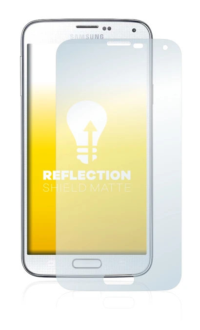 Image of the device Samsung Galaxy S5 with a wide variety of screen protectors.