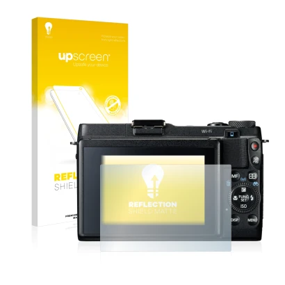 Front side of a product packaging with the brand logo upscreen. Next to it is the device Canon PowerShot G1 X Mark II shown wi
