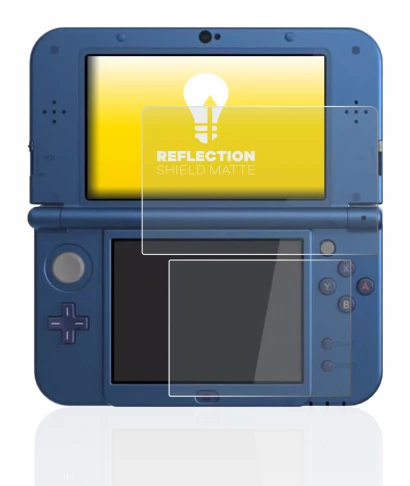 Image of the device Nintendo New 3DS XL with a wide variety of screen protectors.