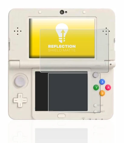Image of the device Nintendo New 3DS with a wide variety of screen protectors.