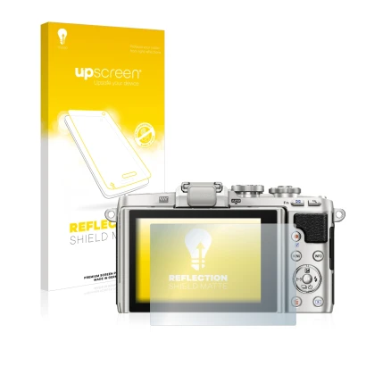 Front side of a product packaging with the brand logo upscreen. Next to it is the device Olympus PEN E-PL7 shown with the corr