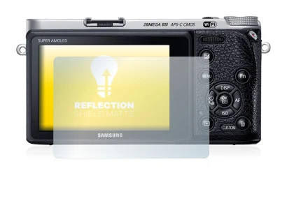 Image of the device Samsung NX500 with a wide variety of screen protectors.