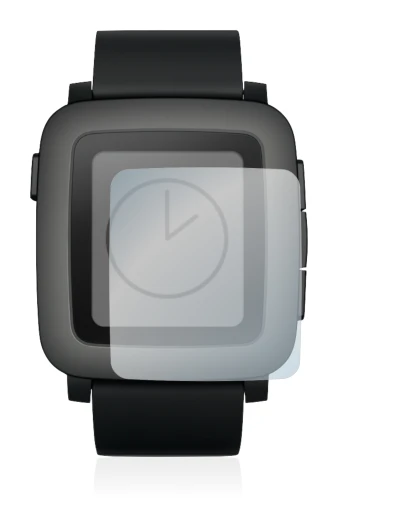 Image of the device Pebble Time with a wide variety of screen protectors.