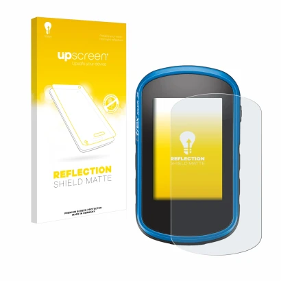 Front side of a product packaging with the brand logo upscreen. Next to it is the device Garmin eTrex Touch 35 shown with the