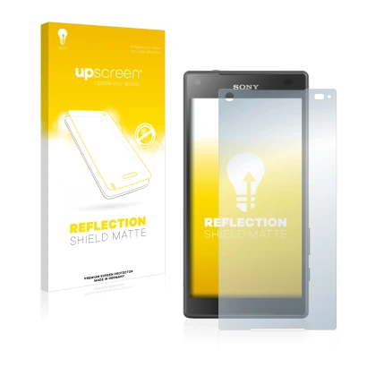 Front side of a product packaging with the brand logo upscreen. Next to it is the device Sony Xperia Z5 Compact shown with the