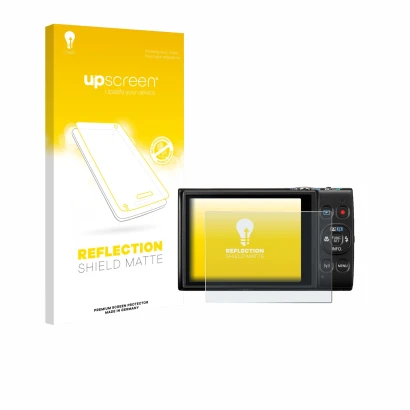 Front side of a product packaging with the brand logo upscreen. Next to it is the device Canon Digital Ixus 285 hs shown with