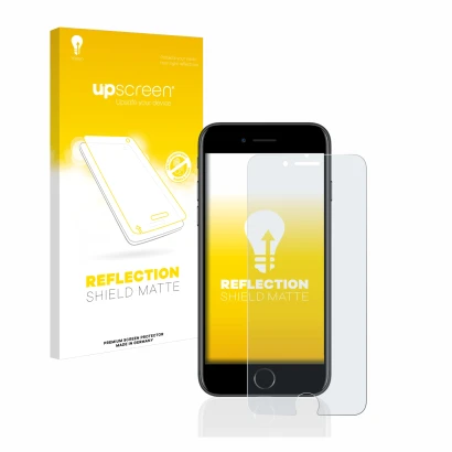 Front side of a product packaging with the brand logo upscreen. Next to it is the device Apple iPhone 7 shown with the corresp