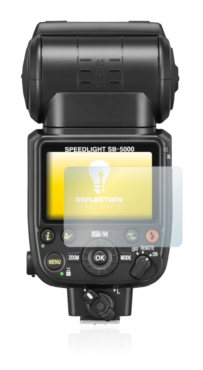 Image of the device Nikon SB-5000 with a wide variety of screen protectors.