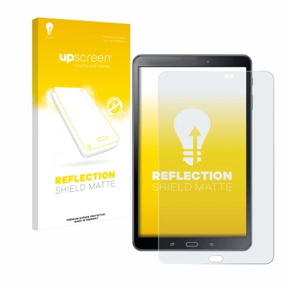 Front side of a product packaging with the brand logo upscreen. Next to it is the device Samsung Galaxy Tab A 10.1 2016 SM-T58