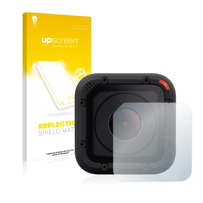 Front side of a product packaging with the brand logo upscreen. Next to it is the device GoPro Hero Session shown with the cor