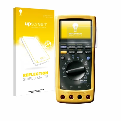 Front side of a product packaging with the brand logo upscreen. Next to it is the device Fluke MultiMeter 189 shown with the c