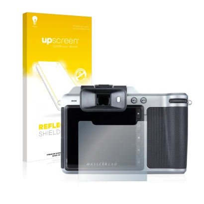 Front side of a product packaging with the brand logo upscreen. Next to it is the device Hasselblad X1D-50c shown with the cor