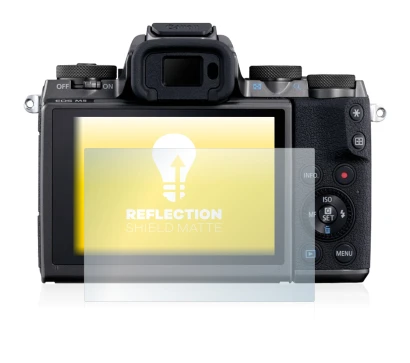 Image of the device Canon EOS M5 with a wide variety of screen protectors.