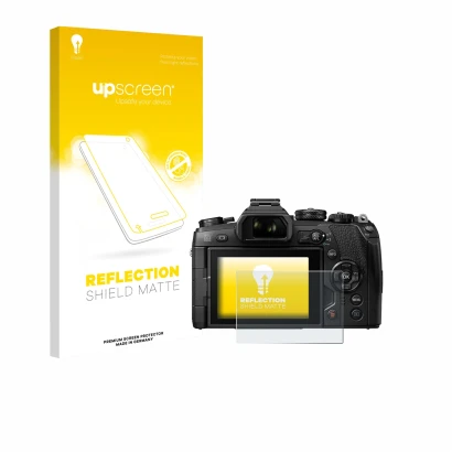 Front side of a product packaging with the brand logo upscreen. Next to it is the device Olympus OM-D E-M1 Mark II shown with 