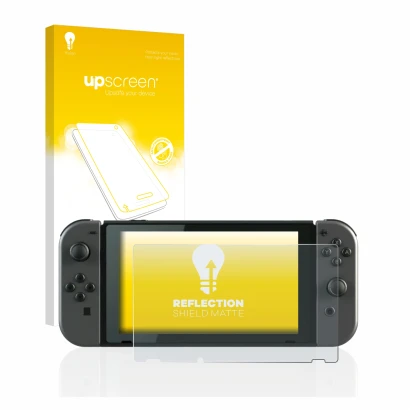Front side of a product packaging with the brand logo upscreen. Next to it is the device Nintendo Switch shown with the corres