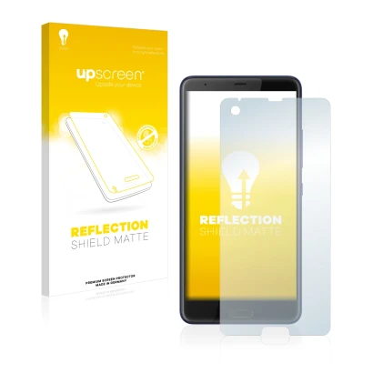 Front side of a product packaging with the brand logo upscreen. Next to it is the device HTC U Ultra shown with the correspond