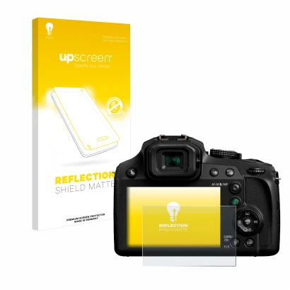 Front side of a product packaging with the brand logo upscreen. Next to it is the device Panasonic Lumix DC-FZ82 shown with th