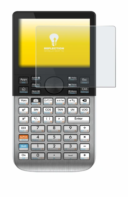 Image of the device HP Prime with a wide variety of screen protectors.