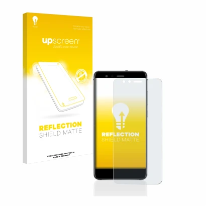 Front side of a product packaging with the brand logo upscreen. Next to it is the device Huawei P10 Lite shown with the corres