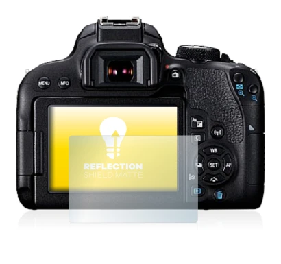 Image of the device Canon EOS 800D with a wide variety of screen protectors.